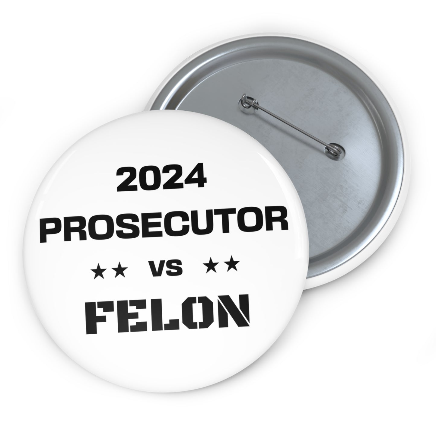 Prosecutor vs. Felon 2024 Pin Button - White: A Bold Statement for a Pivotal Election