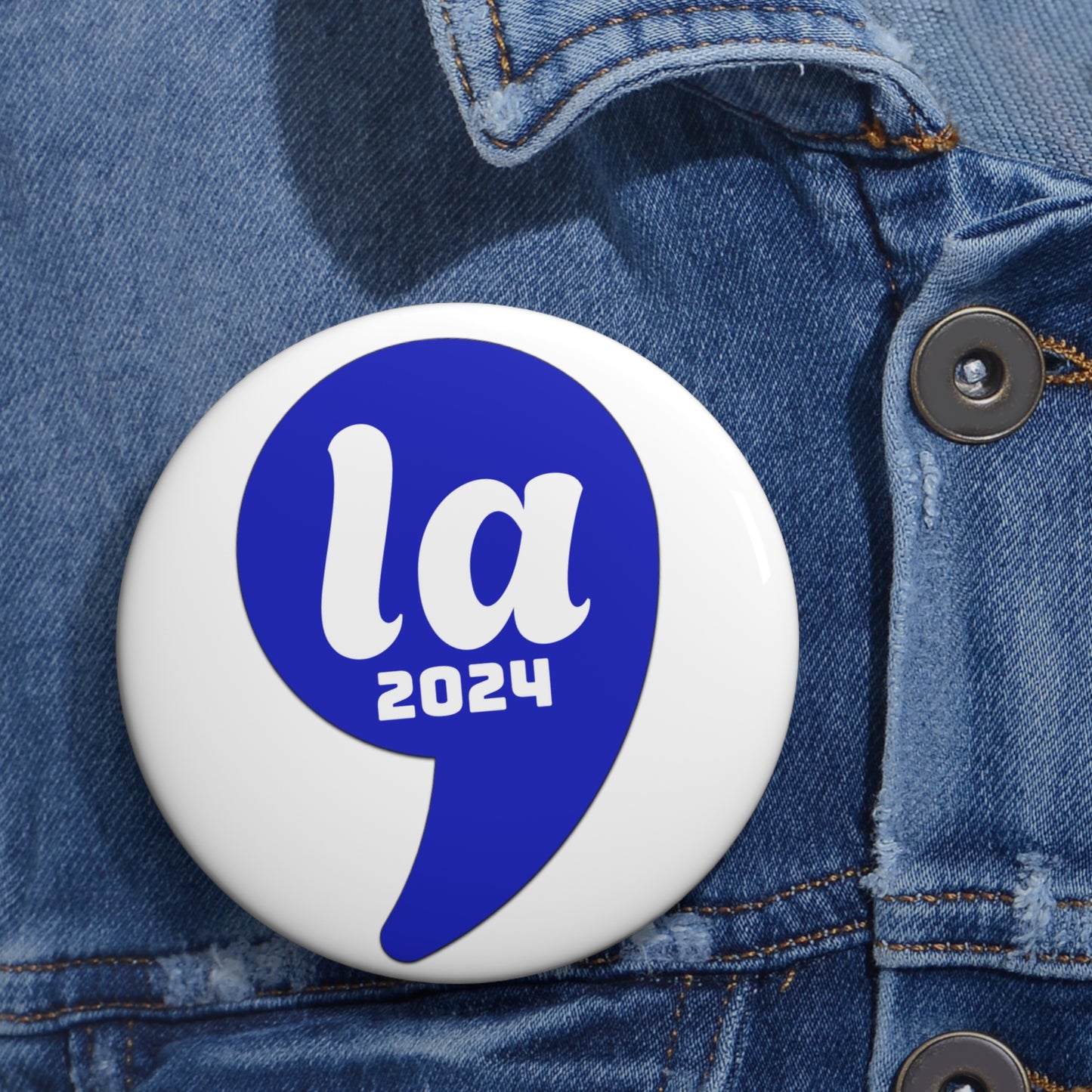 Kamala Harris for President 2024 Pin Button- Blue on White