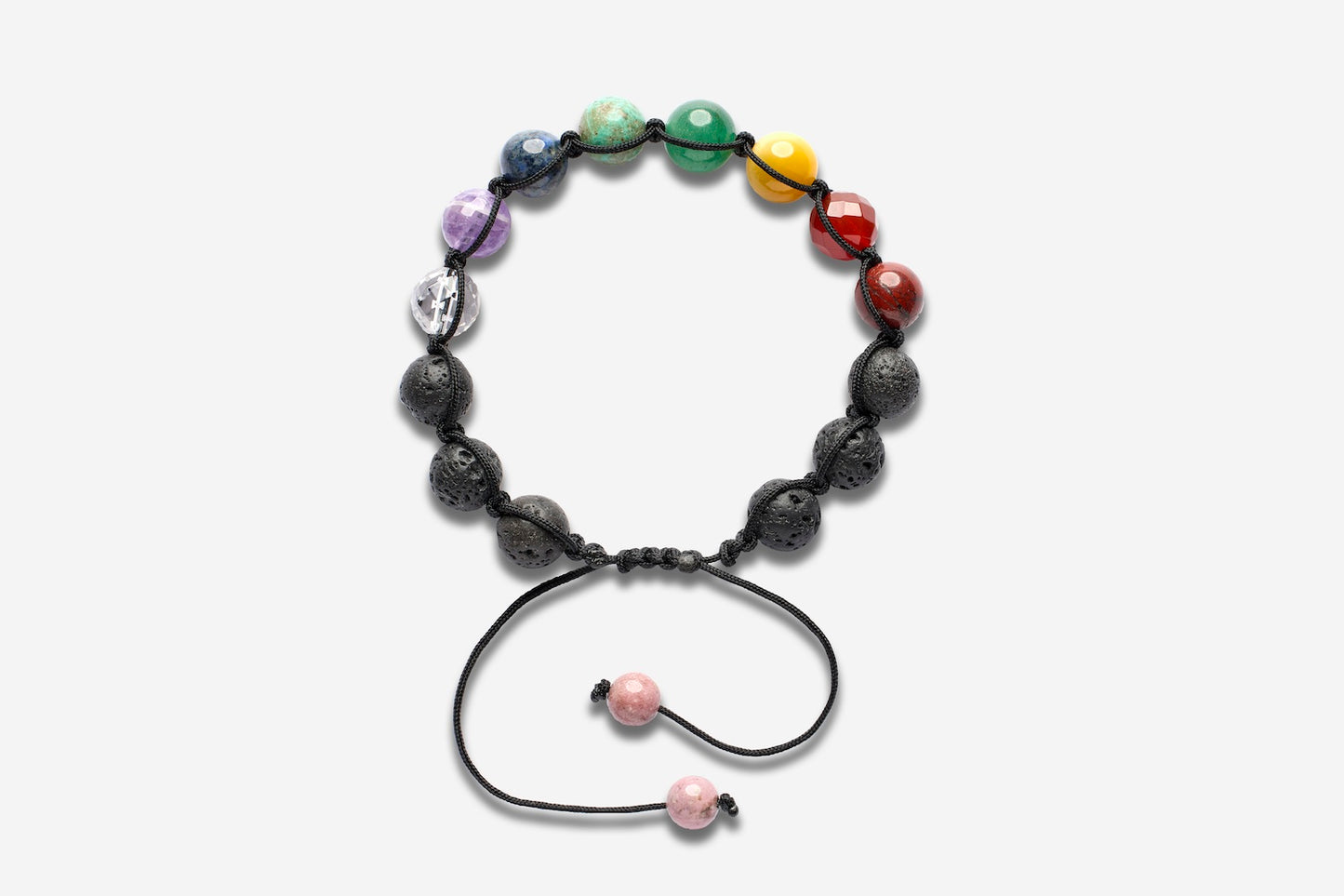 chakra bracelet with rhodonite dangles