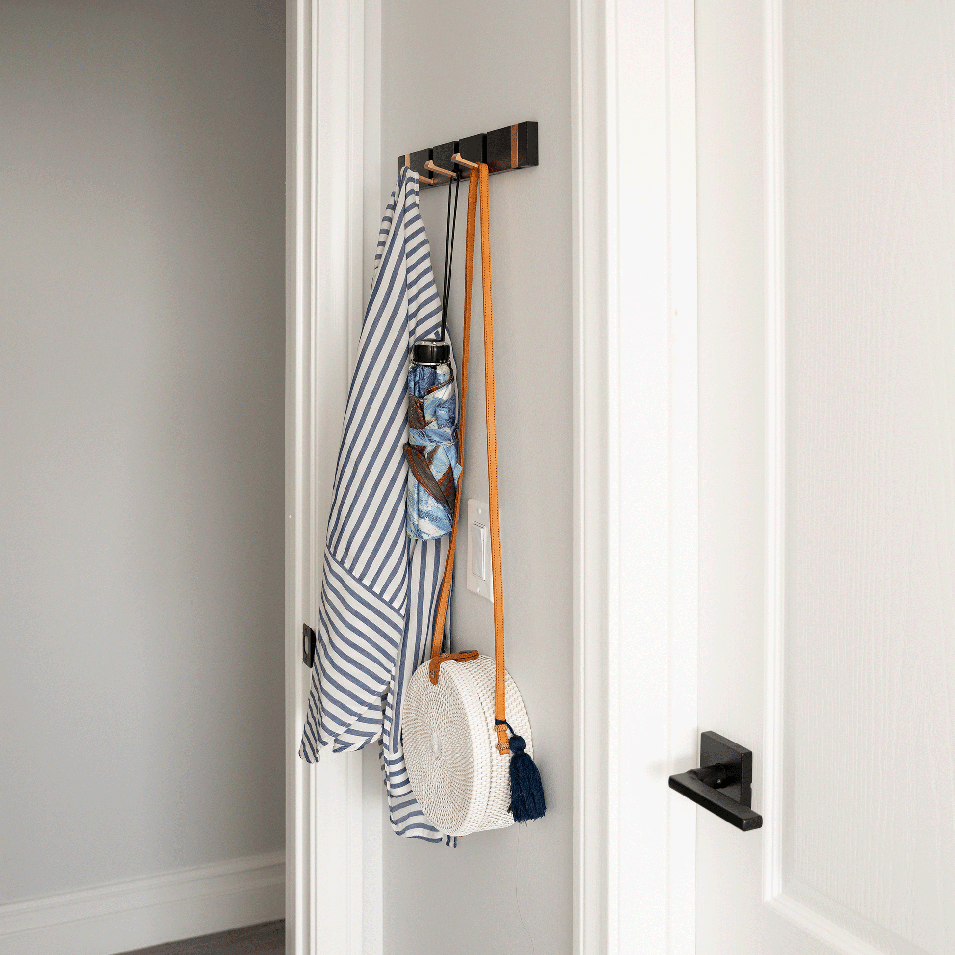 wall mounted coat rack in use